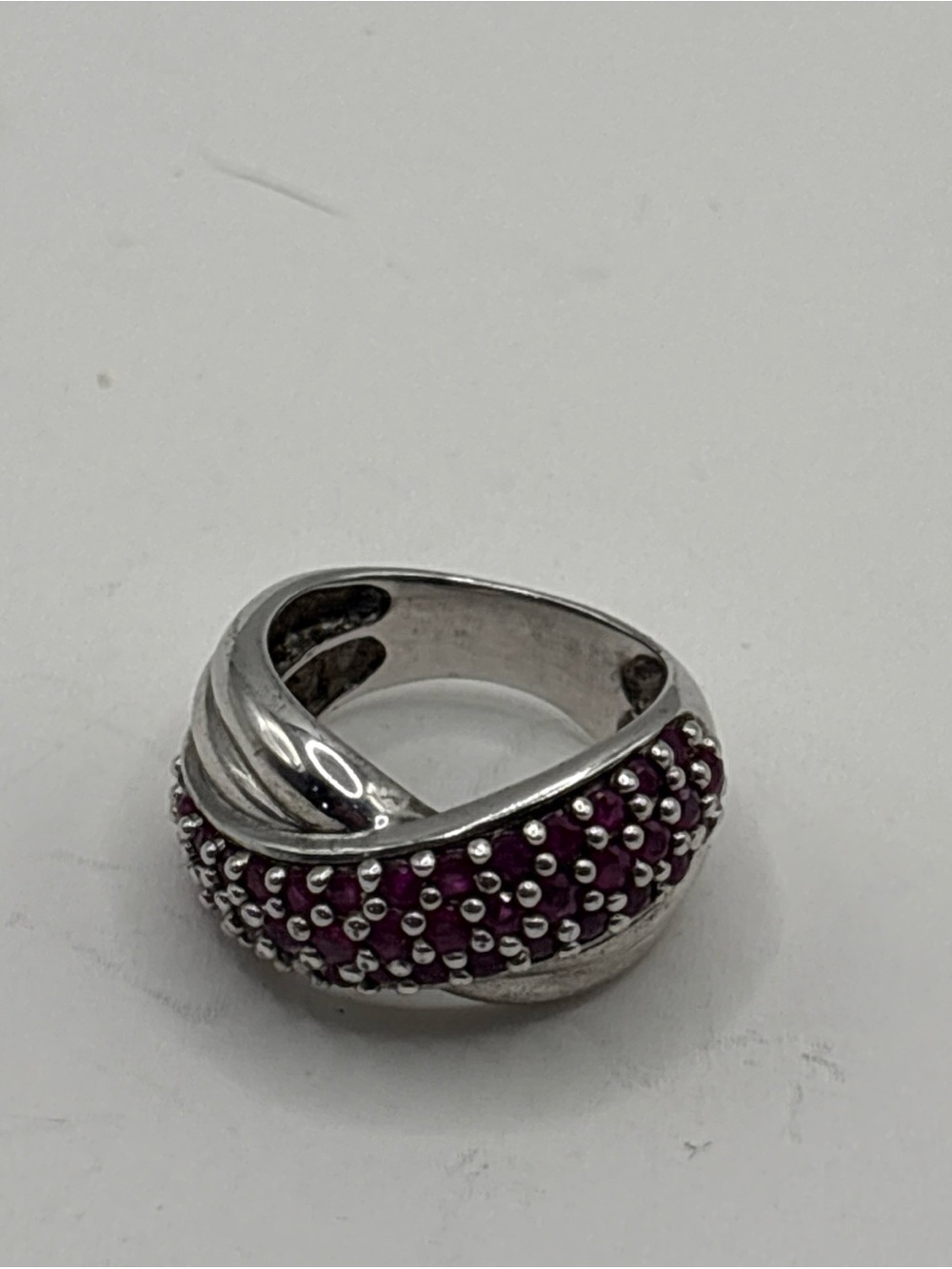 925 Sterling silver & red Rubies ladies' ring Size 5 signed Thailand CNA 925